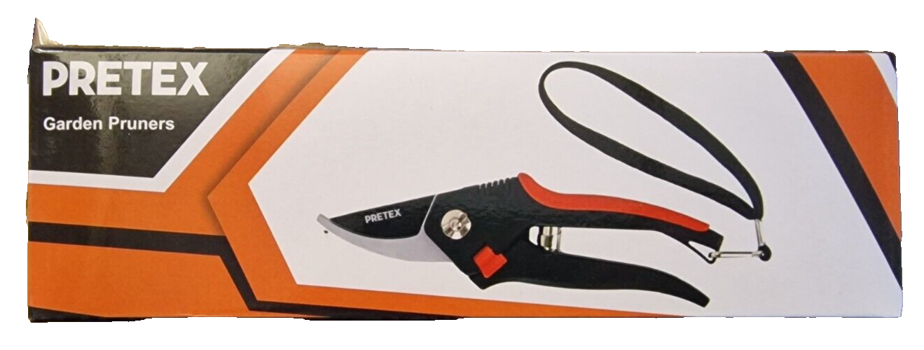 PRETEX Gartenschere mit einhändig bedienbarem Sicherungshebel, Schneideblatt mit